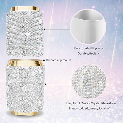 SlowVibes Bling Toothbrush Travel Case with Mouthwash Cup