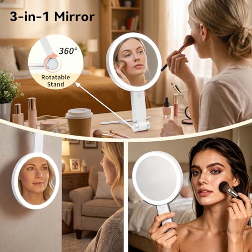 Travel Makeup Mirror with Lights, Rechargeable 30X/1X Magnifying Mirror White 5"L x 3"W
