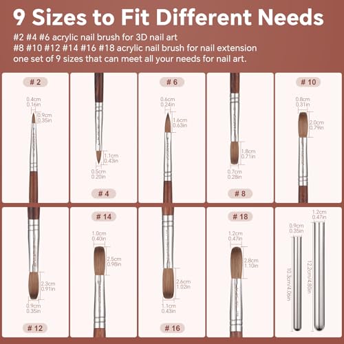 KADS Acrylic Nail Brush with Penholder Nail Brush for Acrylic Application-Oval Shaped Powder Nail Design Tools for Professional Manicure DIY Home Salon (10#)