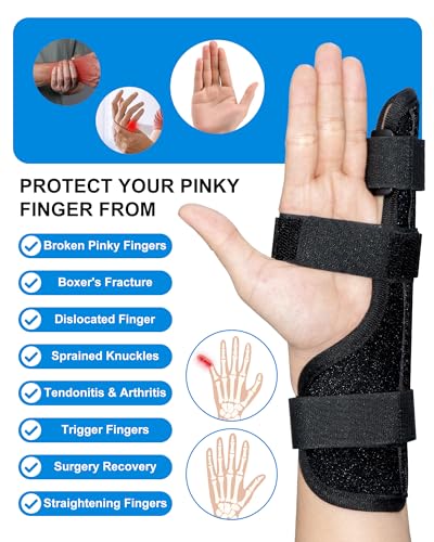 Pinky Finger Splint, Broken Fingers Wrist Support, Medium Black Trigger Finger medium size