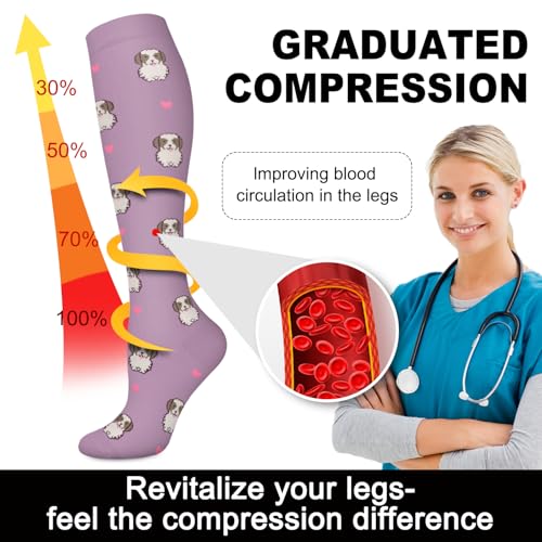 Aoliks Medical Compression Socks for Women & Men, Support Knee High Socks for Running,Nurses,Travel 020 A01-multicoloured 03 Small-Medium