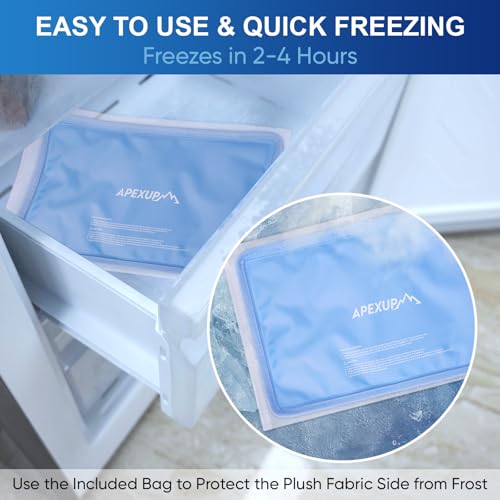 APEXUP Gel Ice Packs for Injuries Reusable, Flexible Double Sided Cold Packs for Injuries, Ice Pack for Knee, Shoulder, Back, Hip, Leg, Arm (Blue, 8"x5.5", 1PK) Blue S-1PK (8"x5.5")