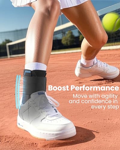 Ankle Brace Support Lace Up for Women & Men, 4 Stays for Sprains Black – Upgrade Ankle (Medium)