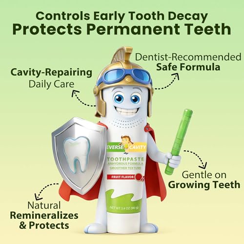 CAREDO Kids Cavity Repair Reversal Toothpaste – Hydroxyapatite Repair for Early Tooth Decay, Braces-Friendly, First Big Kids Remineralizing, Holistic Nighttime Enamel Care, Fluoride-Free Fruity 3.4oz
