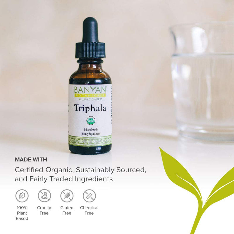 Banyan Botanicals Triphala Liquid Herbal Extract – Organic Triphala Extract with Amla, Haritaki & Bibhitaki – for Daily Detox, Regularity & Rejuvenation* – 1oz. – Non-GMO Sustainably Sourced Vegan - BeesActive Australia