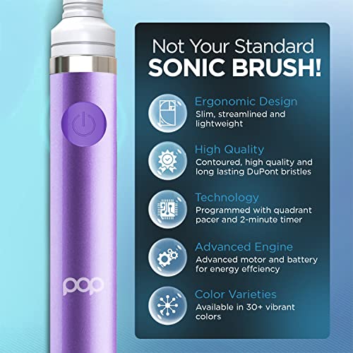 Go Sonic Electric Toothbrush for Adults – 2 Speed (Purple) – Dupont Nylon Bristles – 15,000-30,000 Strokes/Minute w/AAA Battery – Bathroom Essentials & Travel Essentials Purple 1 Count (Pack of 1)