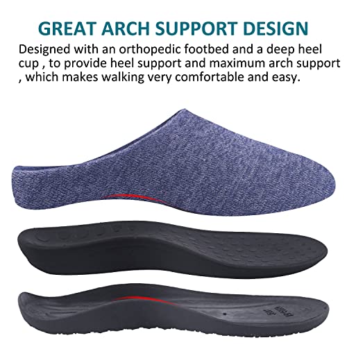 Git-up Orthotic Slippers with Arch Support for Plantar Fasciitis Pain Relief,Comfortable Slip On Clog,Indoor Outdoor Orthopedic House Shoes with Anti-Skid Rubber Sole 8 Wide Women/6 Wide Men Blue
