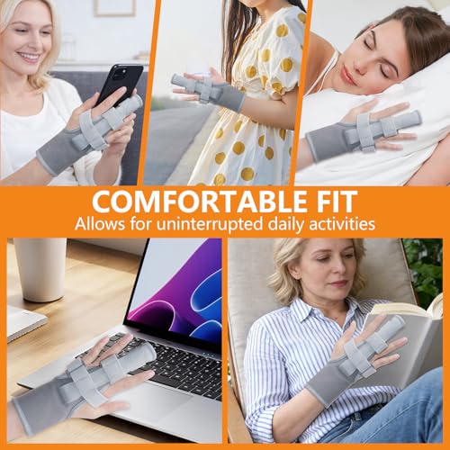 Single Finger Splint, Adjustable Finger Support for Trigger Finger, Thin Version Arthritis, Tendonitis, Mallet Injury, Sprain, Post‑Op Recovery, Breathable Immobilizer Brace SZ-B001