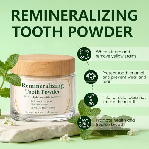Oral Care Remineralizing Tooth Powder, Fluoride-Free Hydroxyapatite Whitening Tooth Powder Whitening for Enamel Support & Strong Teeth,Gently Cleans Oral Care&Fresh Breath (1) 1