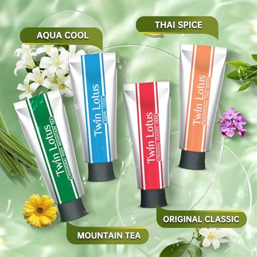 Twin Lotus Herbal Toothpaste Mixed Flavors Set 3.52oz (Pack of 4),Curcumin and Clove，fluoride free,no Gluten、GMO and Saccharin,with Natural Particles，for Teeth Whitening
