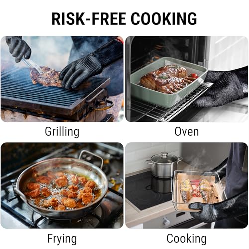 TempPro 932°F Heat Resistant BBQ Gloves, 14" Waterproof Oven & Grill Gloves
