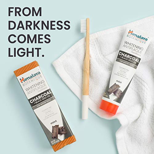 Himalaya Botanique Whitening Antiplaque Charcoal Toothpaste, 4 oz, 4 Pack 4 Ounce (Pack of 4)