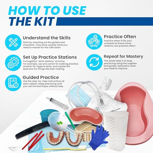 CNA Practice Kit, 20 Pieces - Complete Kit for Your Certified Nursing Assistant Exam - Contains Vital Equipment and Training Essentials to Prepare