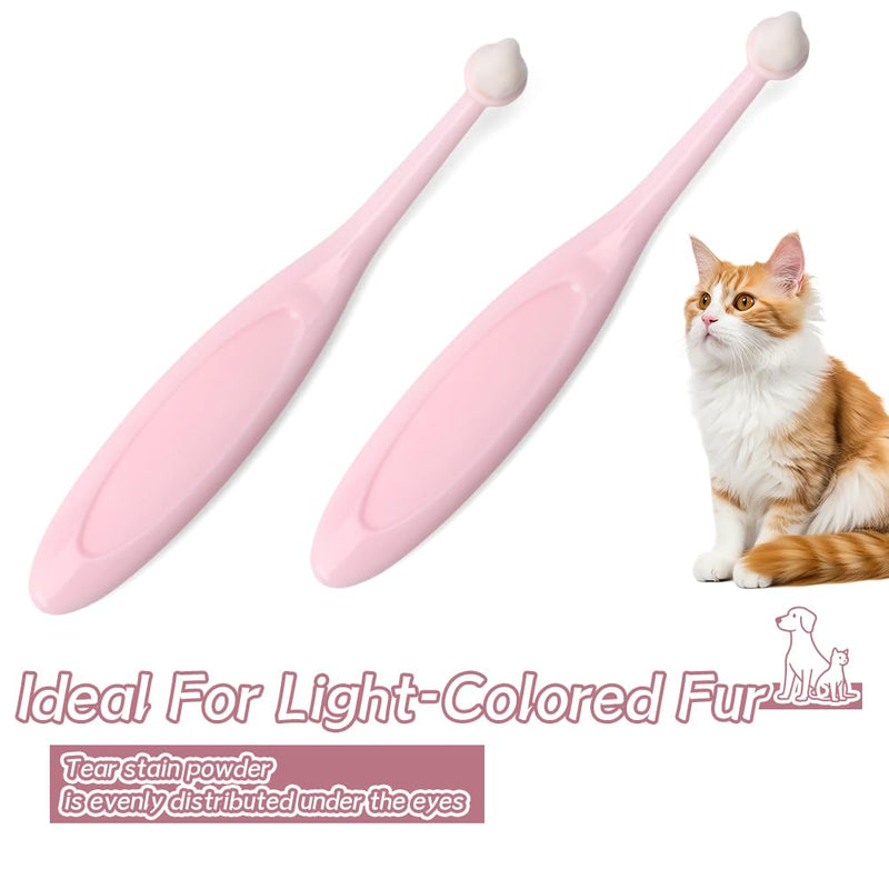 DQITJ 6 Pack Gentle Eye Care Brushes for Pets, Pink Soft Fiber Tear Stain Remover – Safe Tapered Tip for Delicate White Fur
