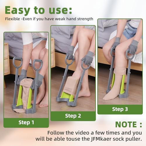 Compression Sock Aid Device - Sock Aids for Compression Stocking - Helper Device for Putting on Hosiery -with Replaceable Dressing Stick