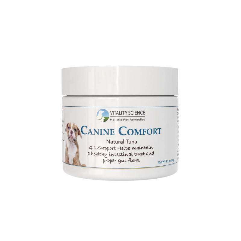 Vitality Science Canine Comfort for Dogs | Maintains a Healthy Intestinal Tract and Proper Gut Flora| Restores Gastric Distress | Helps with Vomiting and Diarrhea | 100% Additive Free, Beef 98g Seafood Small