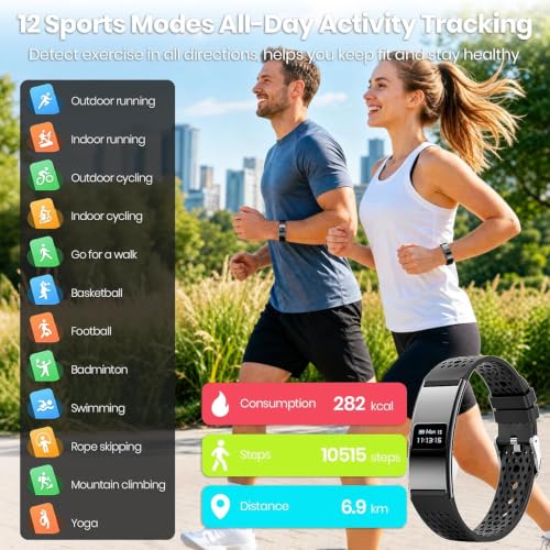 Fitness Tracker Smart Watch,Activity Tracker for Workout Running, Black