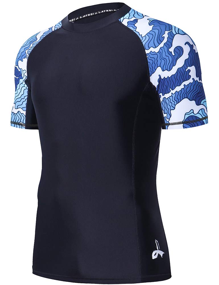 LAFROI Men's Long Sleeve UPF 50+ Baselayer Skins Performance Fit Compression Rash Guard-CLY02D Small Surge