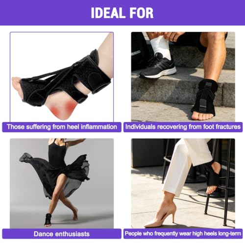 TPQKA Plantar Fasciitis Night Splint and Brace – Adjustable Foot Support for Plantar Fasciitis, Foot Drop, Achilles Tendonitis & Heel Spurs – Comfortable Sleep Brace for Women and Men, Black