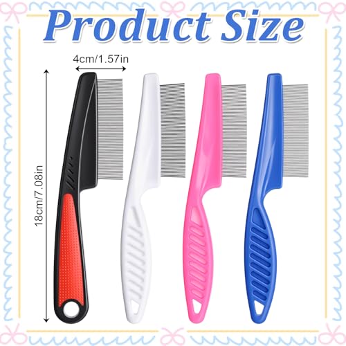 4 PCS Dandruff Comb Remover Lice Comb for Thick Women Hair, Stainless Steel Fine Tooth Combs Set, Dandruff Scalp Care Combs Metal for Women All Hair Types