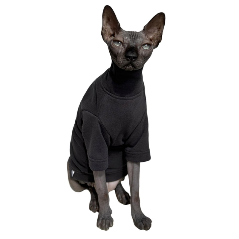 Sphynx Cats Solid Warm Fleece Shirt Cat Turtleneck Undershirt Thermal Hairless Cat Clothes for Sphynx, Devon, Cornish Cat Clothes and Small Kitten and Dogs (Deep Grey, Large) Deep Grey - BeesActive Australia
