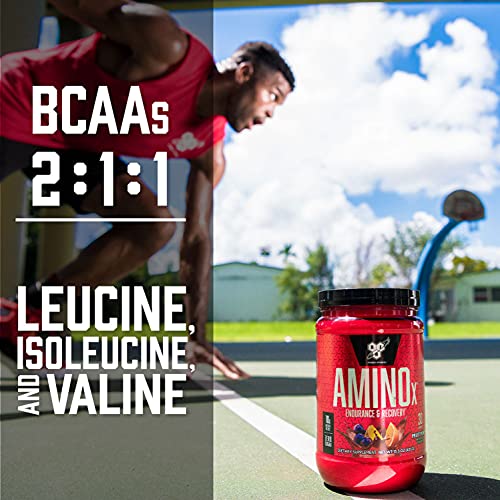 BSN Amino X BCAAs Recovery Powder, Caffeine Free, Fruit Punch, 30 Servings 15.34 Ounce (30 Servings, Pack of 1)