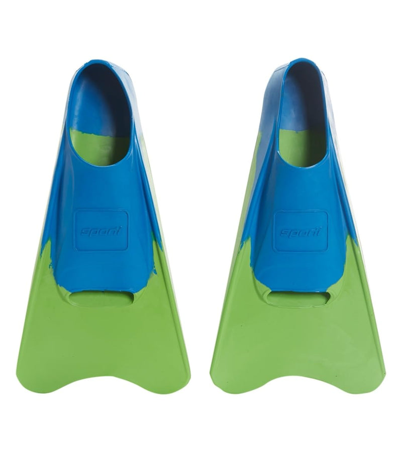 Sporti Adult-Kid Short Swim Fins for Pool Lap Swimming, Floating Fins for Swimming & Snorkeling, Swim Flippers for Training Men's 5-6 / Women's 6-7 Lime GreenBlue