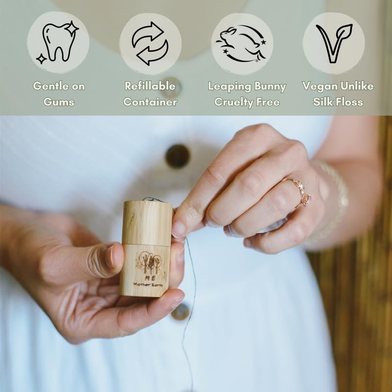 Refillable Bamboo Container and Dental Floss Picks Bundle!