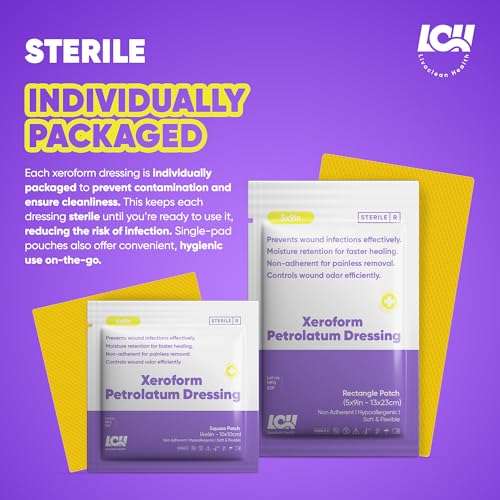 30 CT Xeroform Petrolatum Dressing – Non Stick Gauze Pads – 4" x 4" & 5" x 9" Occlusive Dressing – Fine Mesh Sterile Petroleum Gauze Dressing for Wound Care, Burns, Lacerations, & Skin Grafts