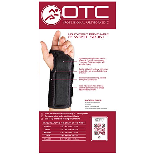 OTC Wrist Splint, Adult Support Brace, X-Large, 8 Inch (Left Hand) (Pack of 2)