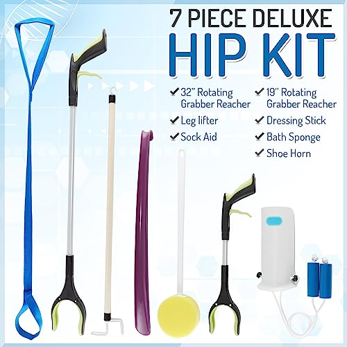 7 Piece Deluxe Hip Kit for Seniors, Total Hip Replacement Surgery Recovery Deluxe Premium 7 Piece Kit