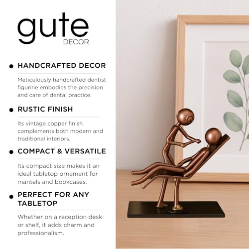 Dentist Craft Handmade Figurine – 4" L x 4" H – Recycled Metal Sculpture & Hand Welded Bronze Finish Art Gift – Desk Accessories, Dental Office Decor & Dentist Appreciation Gifts for Men and Women Dentist Figurine