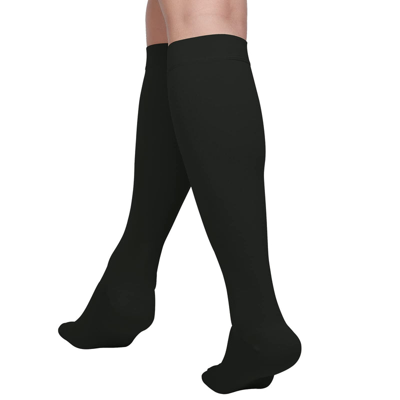 MGANG® 20-30 mmHg Compression Socks, Knee High Compression Stocking for Men and Women, Closed Toe, for Varicose Veins, DVT, Swelling, Edema, Shin Splints, Black Large Closed-toe Black - BeesActive Australia