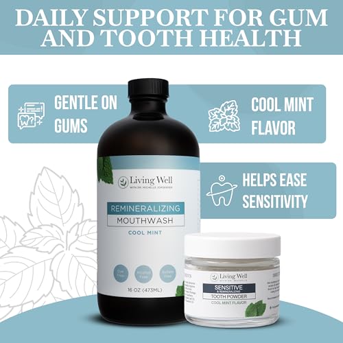 Sensitive Teeth Bundle,Tooth Powder + Cool Mint Mouthwash