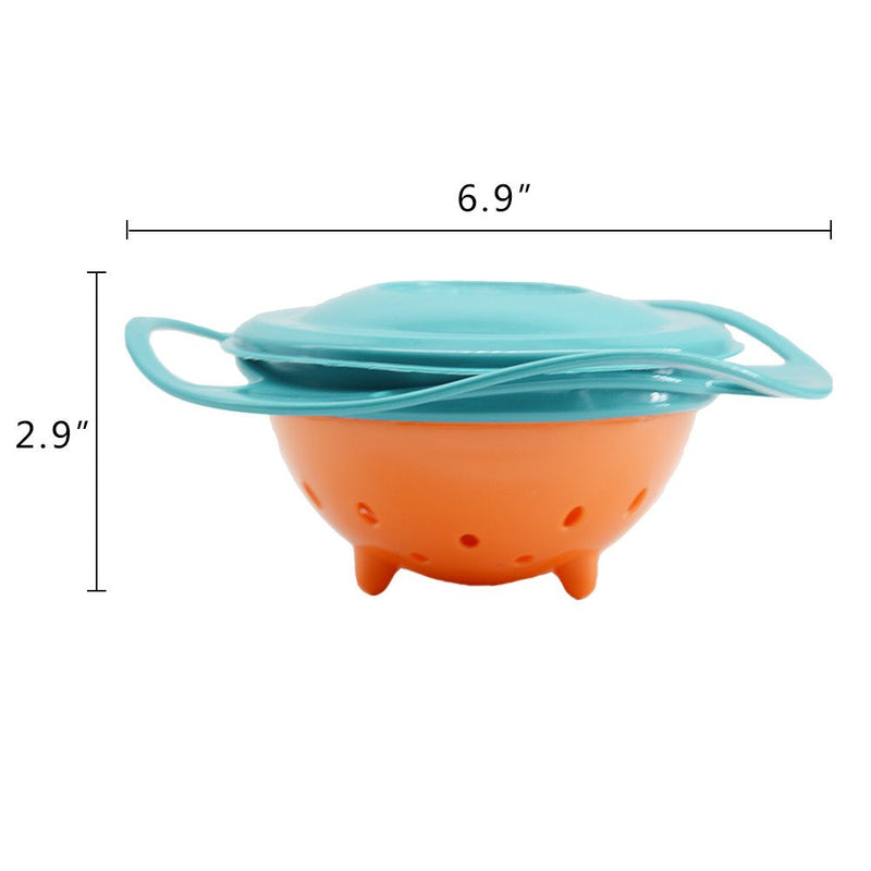 Song Qing Magic Gyro Bowl 360 Degree Rotate Spill-Proof Bowls with Lid Plastic Creative Dishes Practice Feeding Bowls Blue-new - BeesActive Australia
