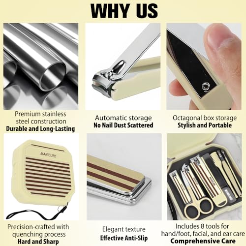 Manicure and Pedicure Kit,Nail Clippers for Women,Travel Gifts for Women,Nail Tools Set 8 in 1,Fingernail Clipper,Manicure Set Men,Gifts Set for Men,Stocking Stuffers for Teen Classic3
