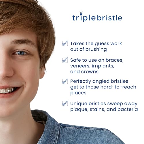 Triple Bristle Original Sonic Toothbrush | Rechargeable 31,000 VPM Tooth Brush | Patented 3 Head Design | Angled Bristles Clean Each Tooth | Dentist Created & Approved Original Triple Bristle Original