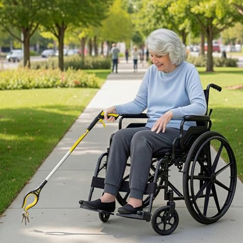 RMS 2-Pack 32 Inch Extra Long Grabber Reacher with Rotating Jaw (Yellow) Yellow
