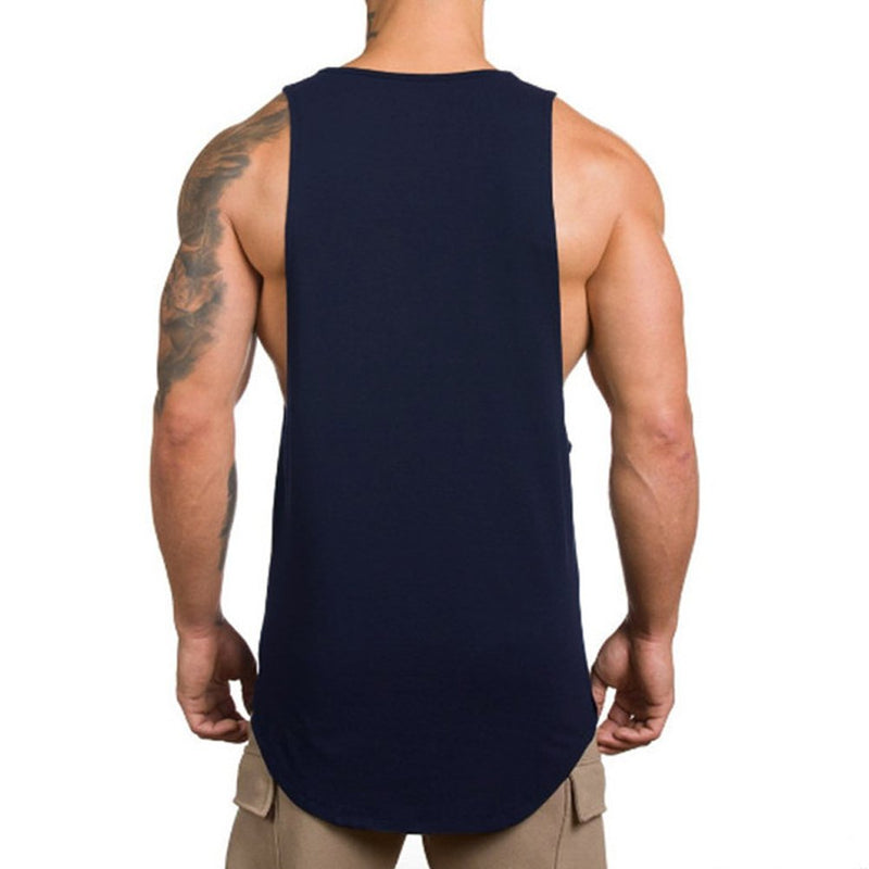Men's Muscle Gym Workout Stringer Tank Tops Bodybuilding Fitness T-Shirts T01 Large Navy