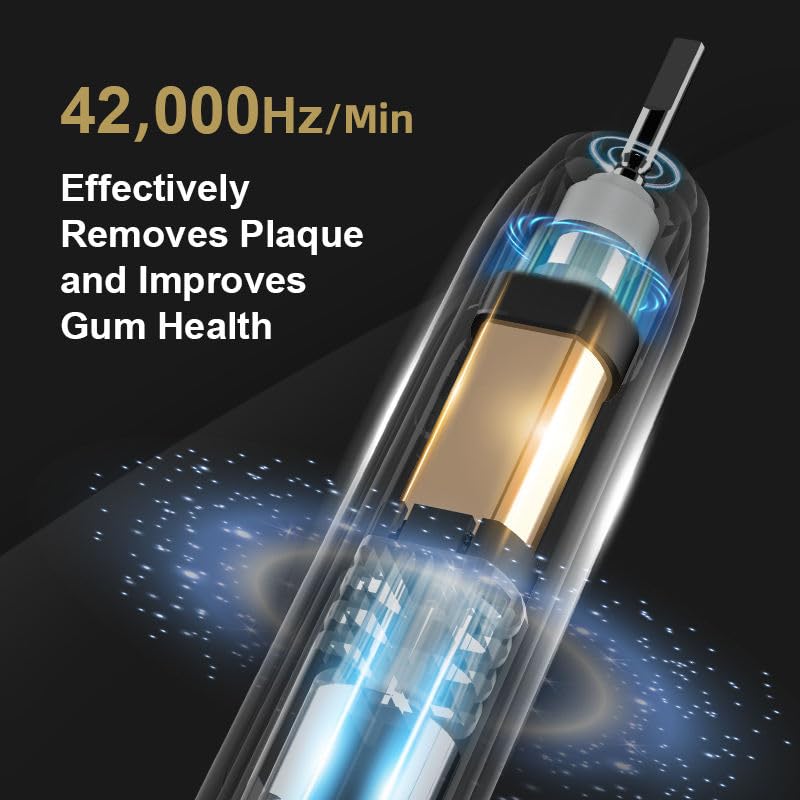 Sonic Electric Toothbrush for Adults & Kids, Rechargeable with 4 Modes, IPX7 Waterproof, 42000 VPM, Smart Timer, 5 Brush Heads Included – Ultra Powerful Deep Cleaning Oral Care (Black) Black