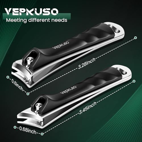 Nail Clippers Set for Men & Women – Professional Toenail Clippers for Thick Ingrown Nails, Toenail Clippers for Seniors, Ultra Sharp Stainless Steel Fingernail Clipper & Nail Cutter, Gift Idea Black(AB)