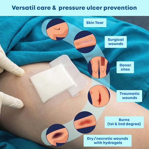 Areza Medical - Silicone Foam with Super-Absorbent Layer - Wound Dressing - Waterproof - with Silicone Adhesive Border - Sterile - 4" x 4" - 20 PCS per Box 4" x 4" - 1 Box of 20 PCS