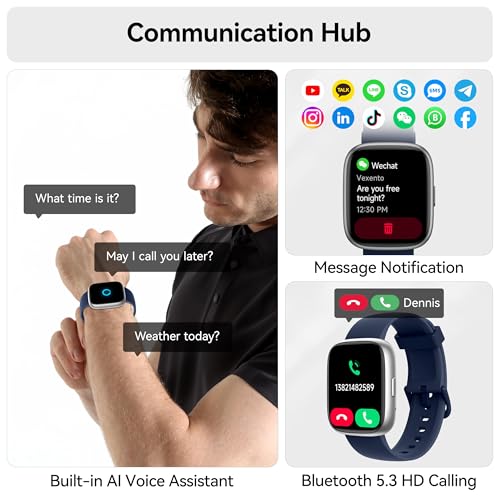 Smart Watch with Alexa Built-in, 1.83" HD Bluetooth Calling Fitness Tracker Blue