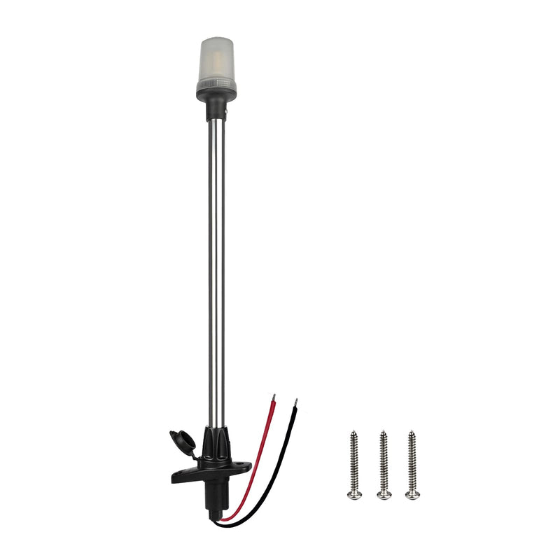 Stern Light Anchor Light LED Marine Boat Navigations Lights Pole USCG 2 NM All Round White Removable 2 Pin 10-24 Volt 24 Inches (Plug In Angled Base) Plug In Angled Base