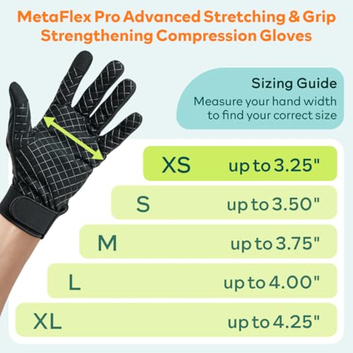 MetaFlex Pro, Strength & Recovery Gloves. Medium-Weight Resistance Bands for Deep Stretching, Advanced Hand Strengthening, and Gentle Support for Hand Pain Relief X-Small Right