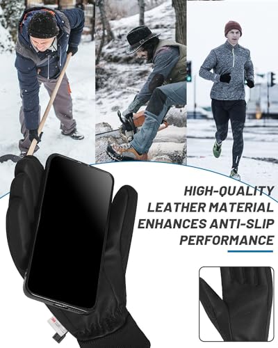 RIGWARL Winter Gloves for Men Women, Waterproof, Touchscreen, Cold Weather Black Waterproof Medium