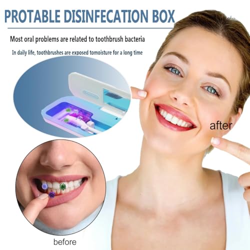 UV-C Toothbrush Case for Travel, Portable Toothbrush Case with Holder, USB-C or AA Battery Powered, Plastic Tooth Brush Container Cover for Household STB-062 Blue
