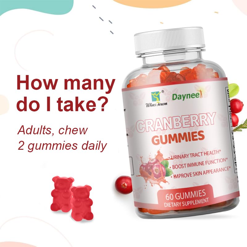 Cranberry Gummies for Women, Urinary Tract Support, 60 Count | Cranberry supplement gummies with vitamin C and E, vegan and non-GMO, for daily urinary tract wellness