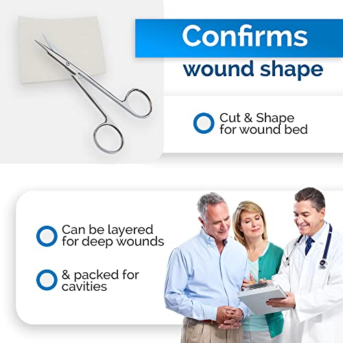Calcium Alginate Wound Dressing 4" x 4" - 10 Pads - Highly Absorbent Non-Stick Pads for Moderate to Heavy Exudate - Alginate Dressing for Pressure Ulcers Diabetic Leg Ulcers Bed Sores