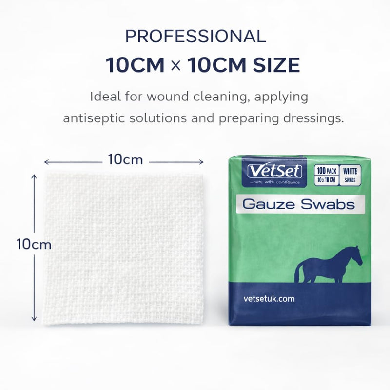 Veterinary Gauze Swabs for Horses, Dogs, Cats & Animals, 10cm x 10cm| Highly Absorbent Non Sterile Dressing Pads(12 Ply – Extra Thick & More Absorbent, 100 Pack) 12 Ply – Extra Thick & More Absorbent (100 Pack)